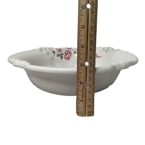 Royal Haeger White #3055 Serving Bowl With Pink Roses 10" Vintage Christmas Gift - Picture 6 of 6